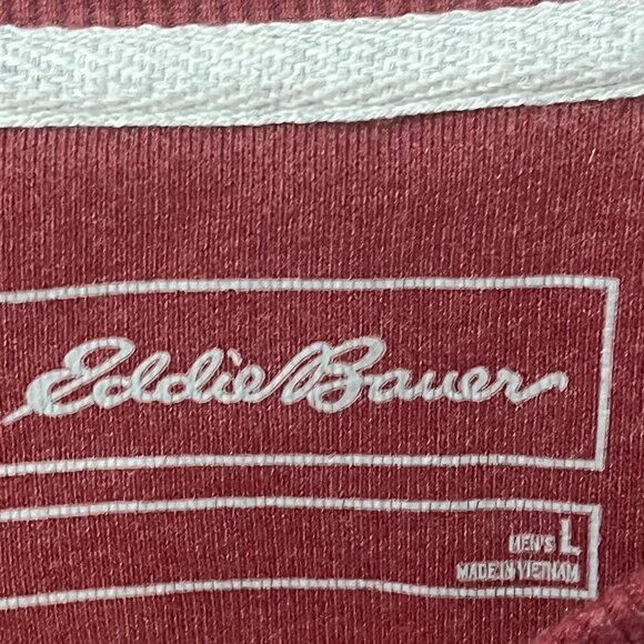 Eddie Bauer Maroon Burgundy Crewneck Sweatshirt Cozy Casual Men's Large - Picture 6 of 8